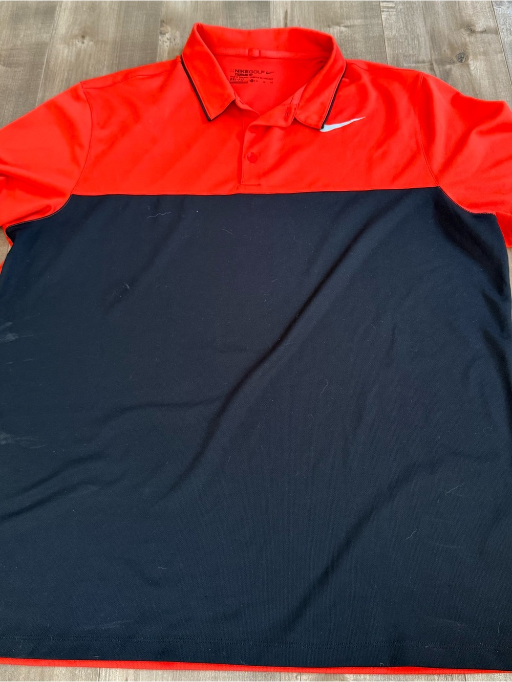 Nike Golf Standard Fit Dri-Fit Polo Black Orange Neon Men XL